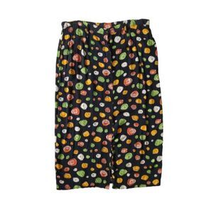 Vintage Mosaic Woman Black & Multicolor Fruit Print Plus Size Midi Length Skirt
